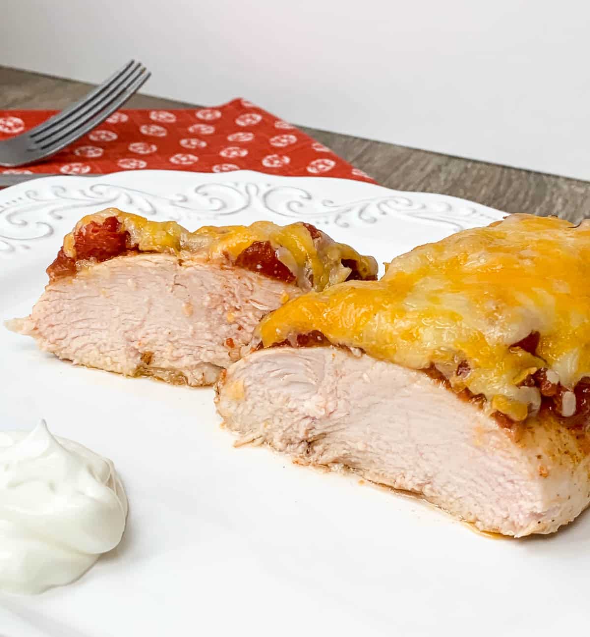 baked salsa chicken with sour cream