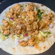 bbq chicken on flour tortilla