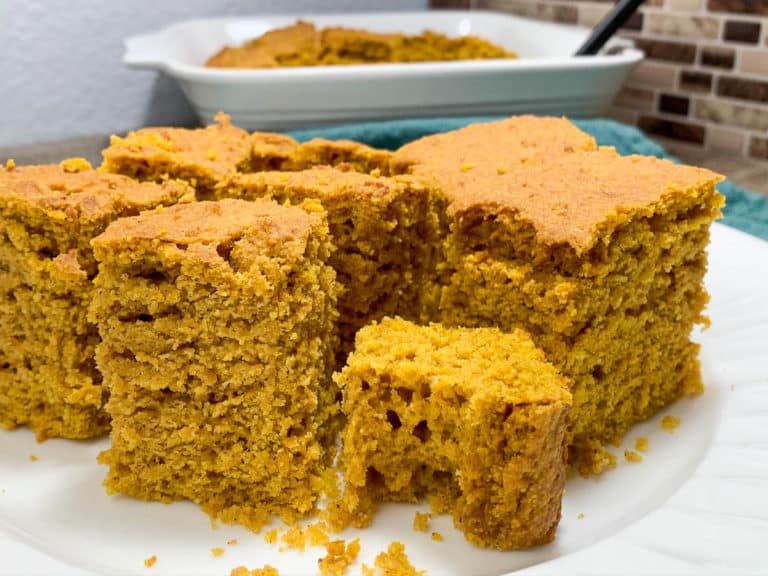 cut cornbread on plate