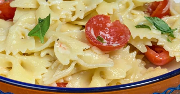 bow tie pasta with fresh basil and tomatoes