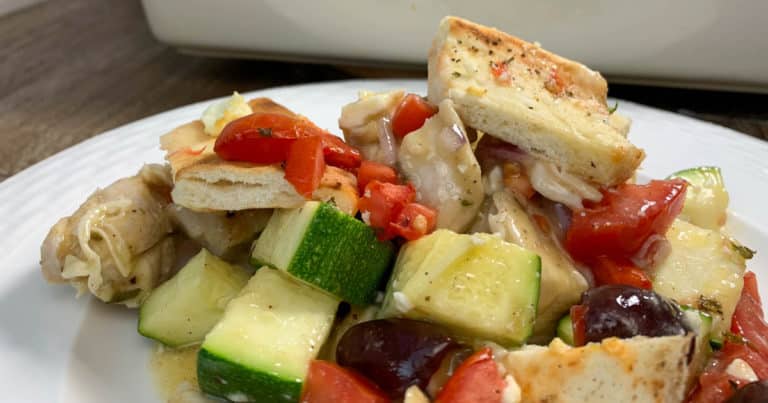 greek chicken and pita casserole