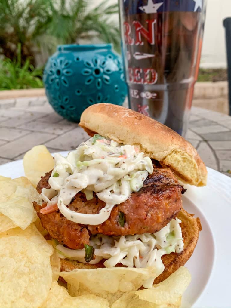 turkey burgers with ranch slaw