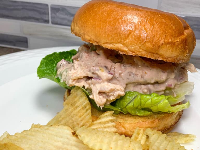 chicken salad on a brioche bun