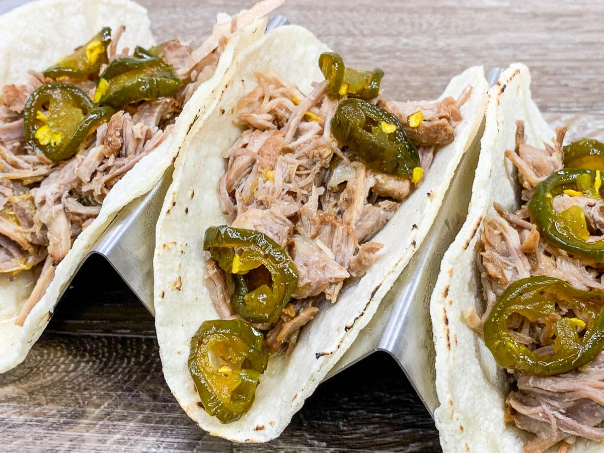 candied jalapeños on carnitas tacos
