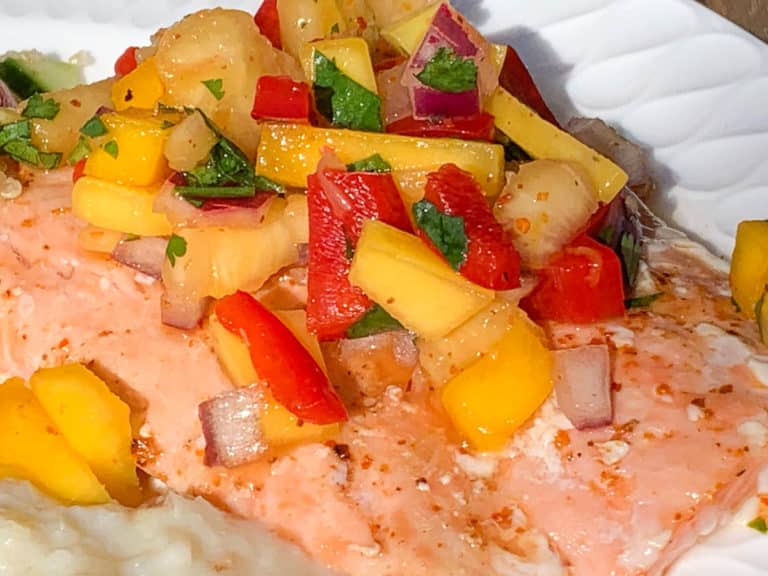 salmon with pineapple mango salsa
