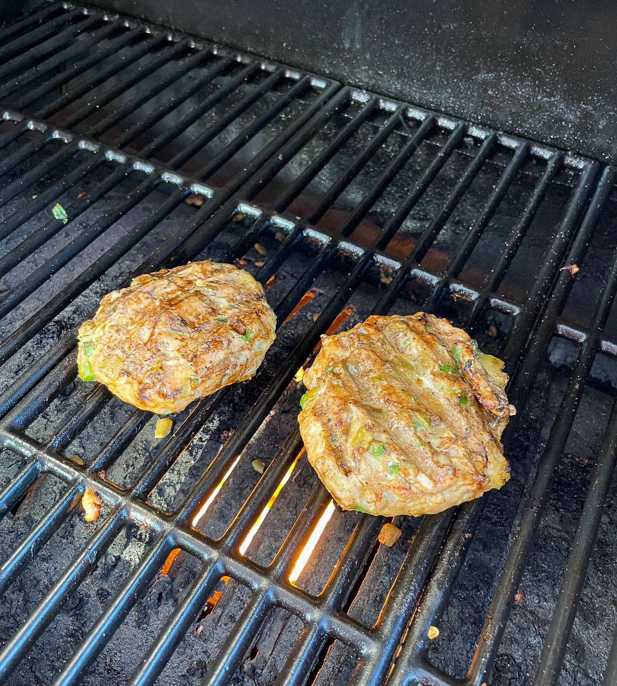 Chicken Burger Patties on the grill