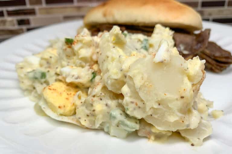 potato salad with philly cheesesteak