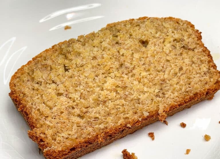 slice of banana bread on plate
