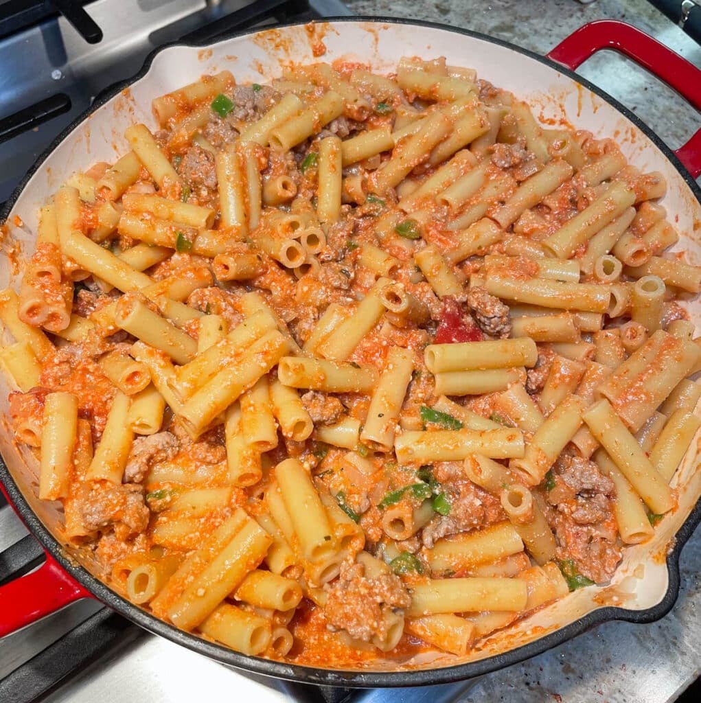 casserole mixture in skillet