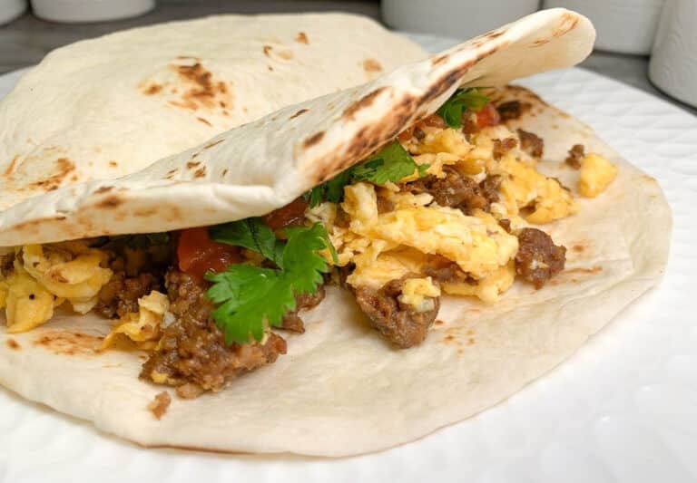 breakfast chorizo tacos on a plate