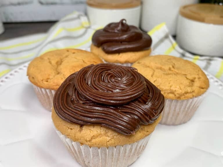 peanut butter cupcakes on a white plate