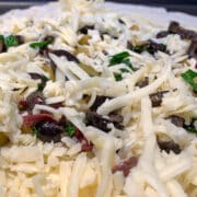 quesadilla filling on tortilla