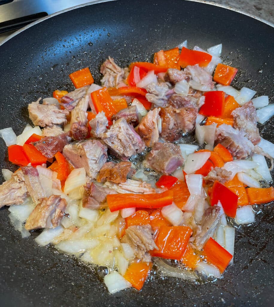 filling in skillet