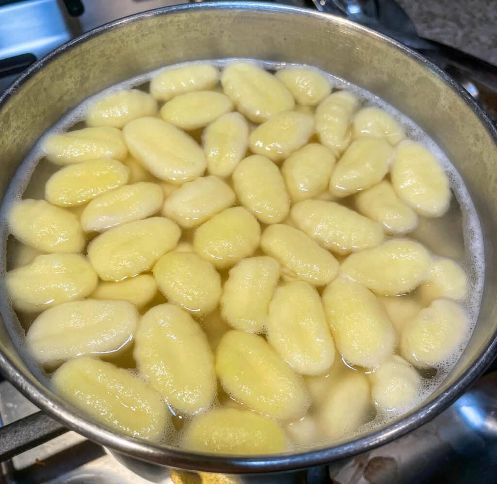 potato gnocchi in saucepan