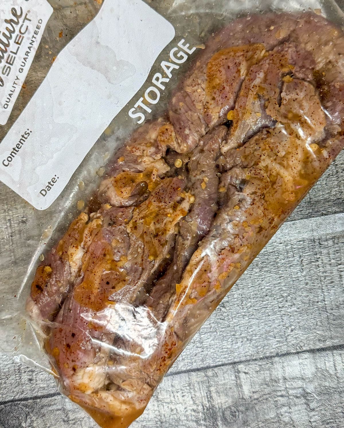 skirt steak in marinade