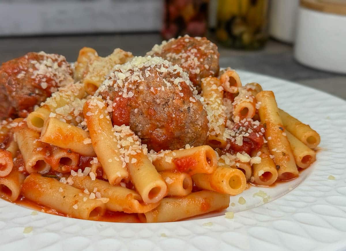 pasta and meatballs