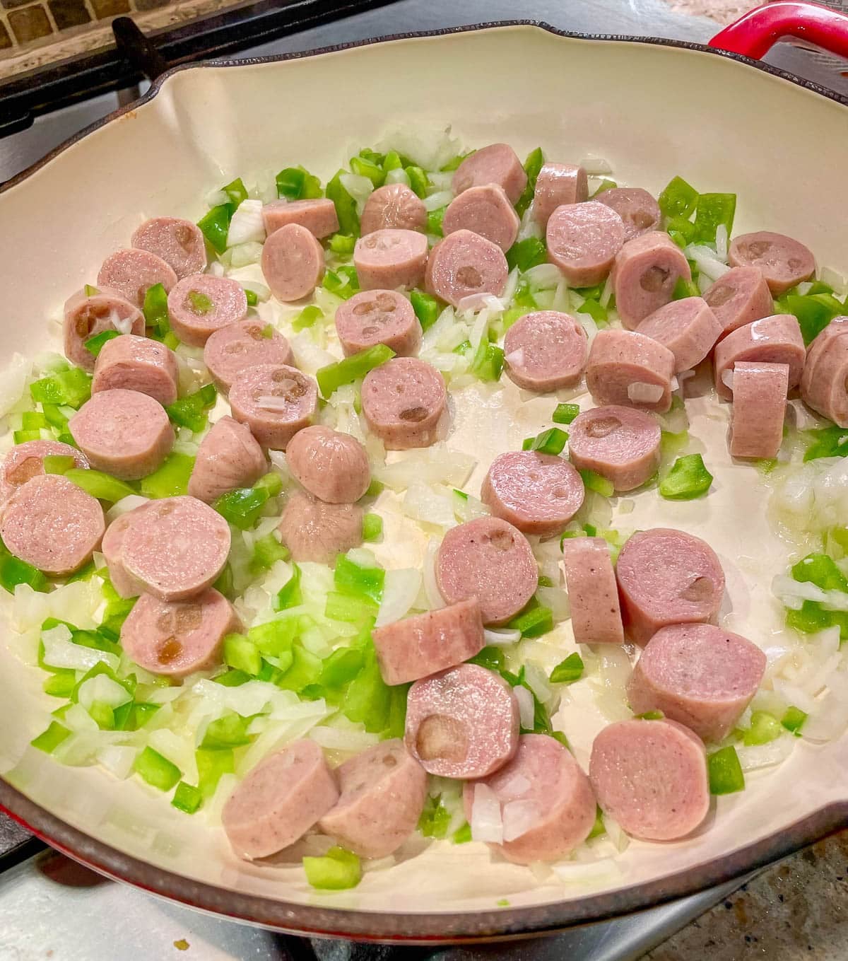 sausage and veggies in skillet