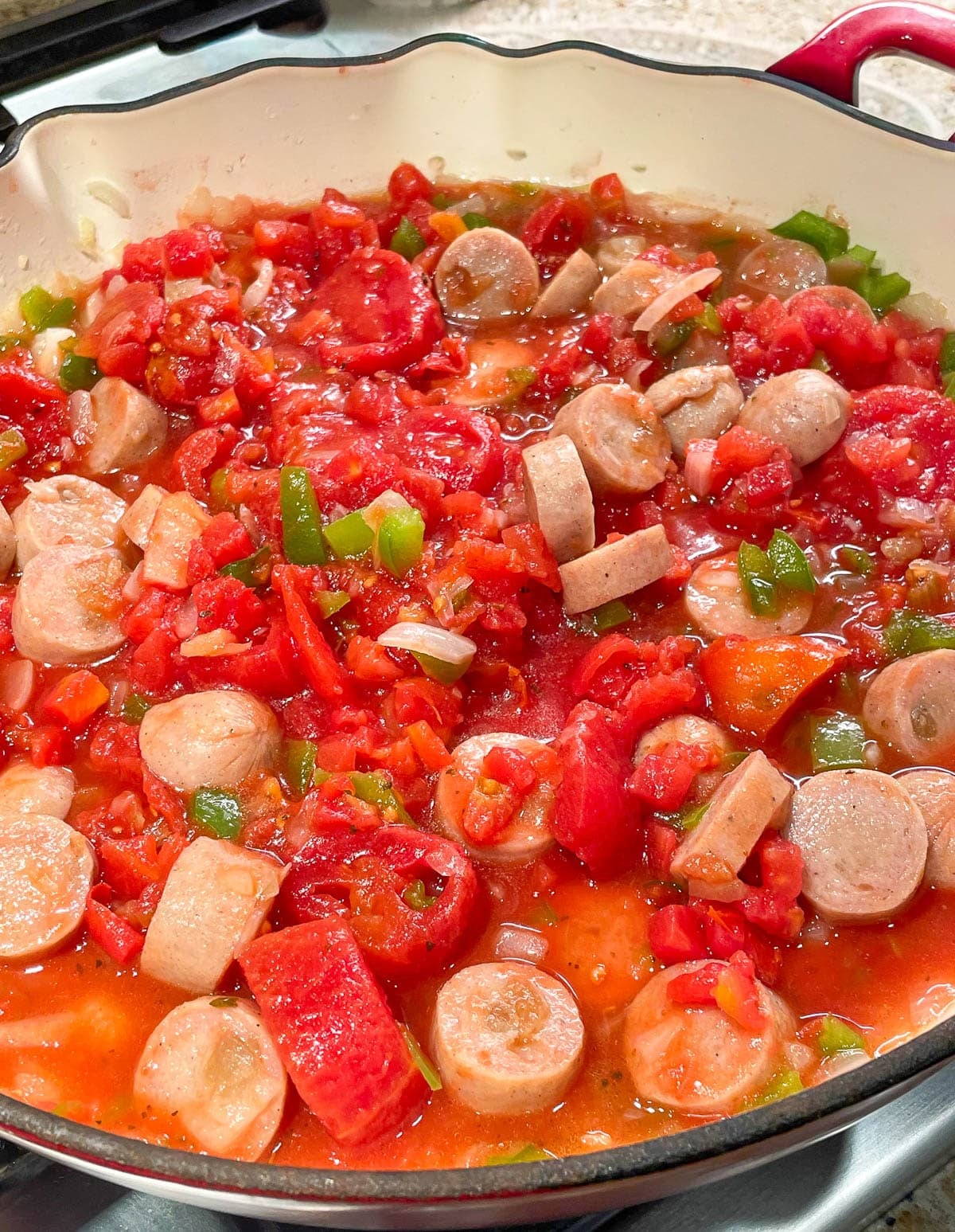 chicken sausage pasta bake