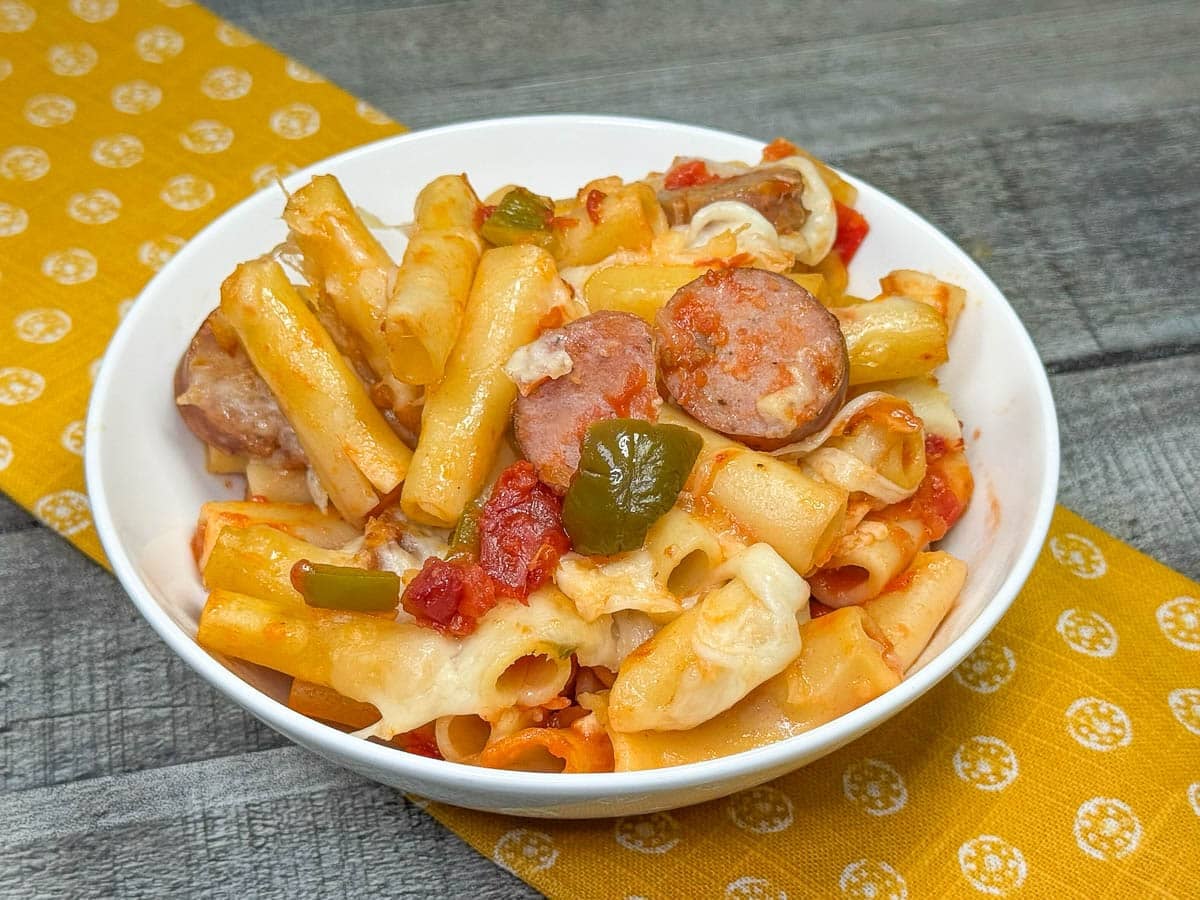 chicken sausage pasta bake