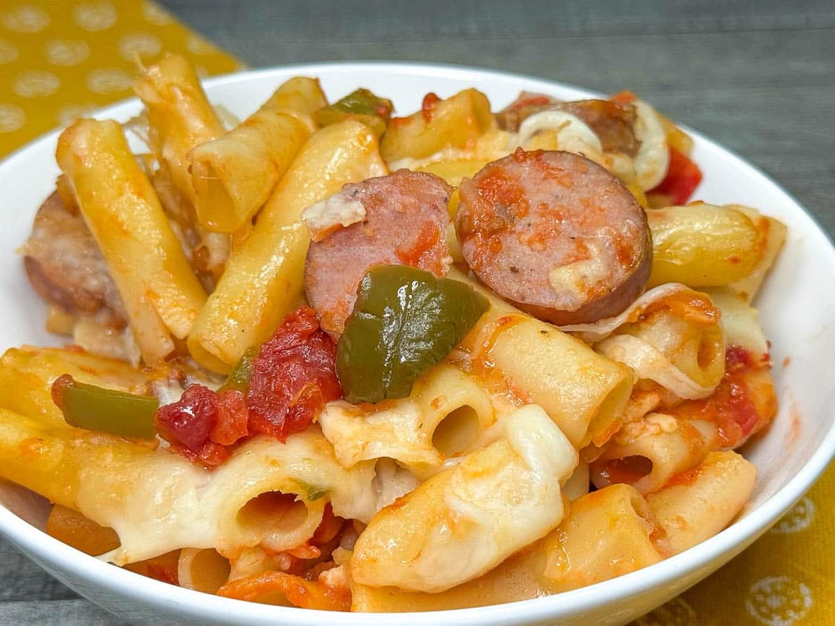 chicken sausage pasta bake