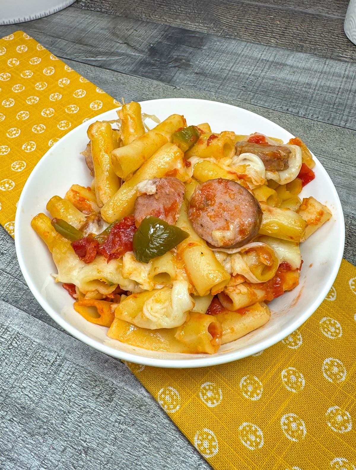 chicken sausage pasta bake