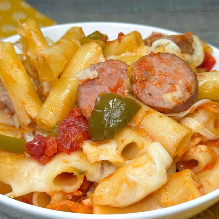 chicken sausage pasta bake